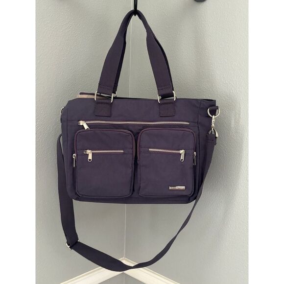 CREST DESIGN LAVENDER NYLON LAPTOP SHOULDER CASUAL OFFICE CAREER TOTE ORGANIZER - Picture 5 of 7